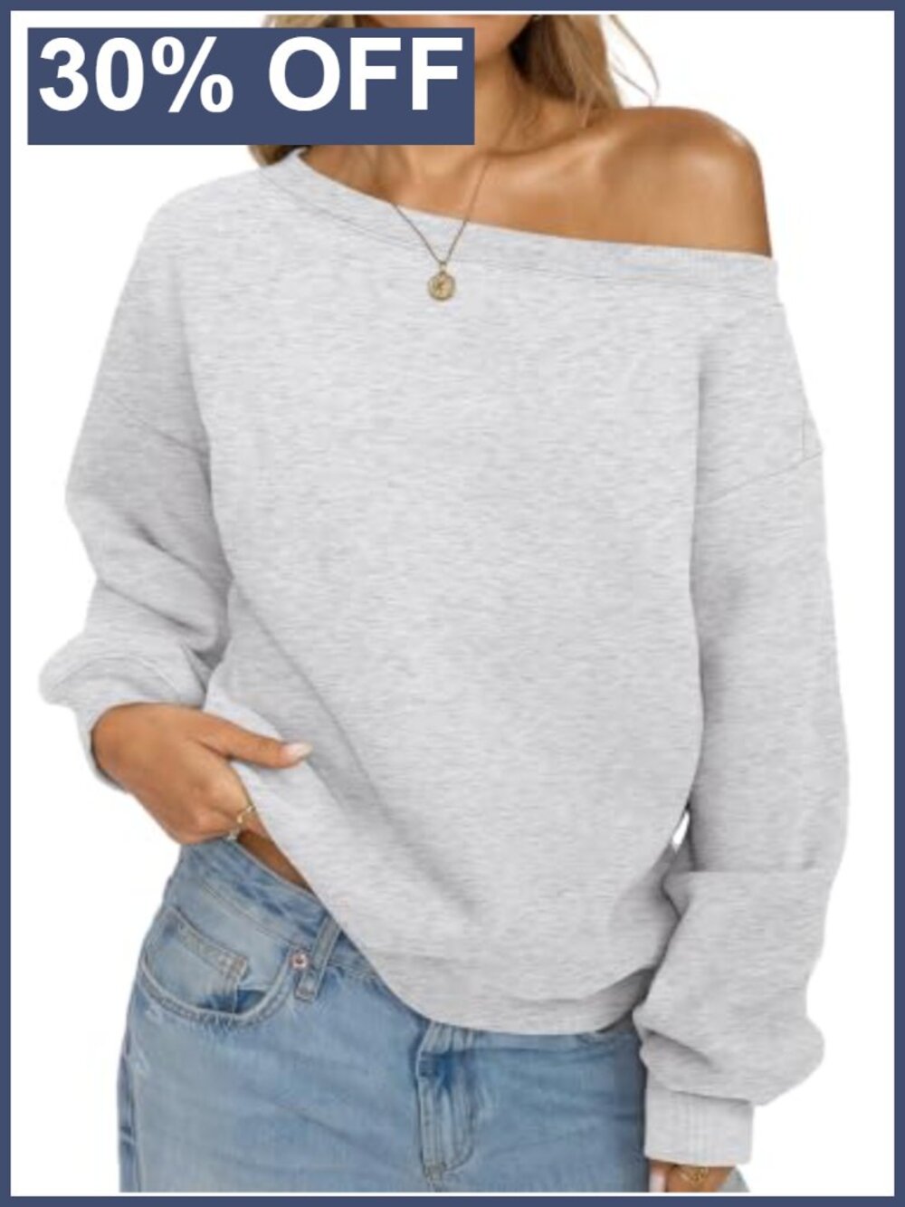 Fleece Off Shoulder Sweatshirt Oversized Cropped Pullover Fall